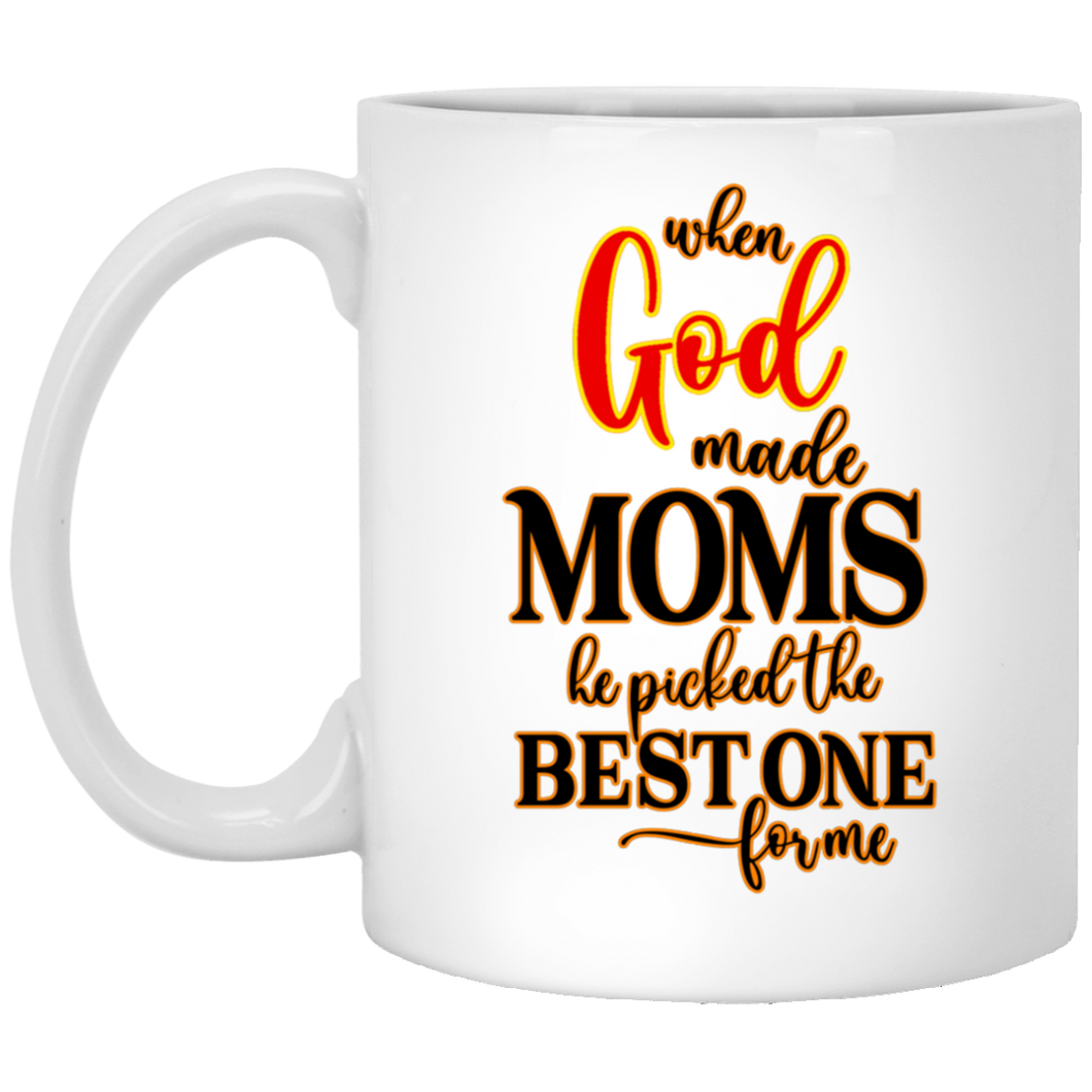 When God Made Moms - 11 oz. White Ceramic Mug